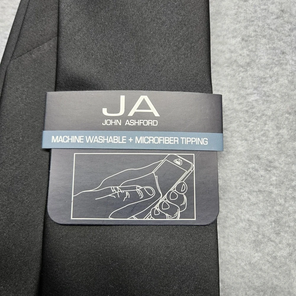 John Ashford Tie Black One Size Microfiber Machine Washable Necktie